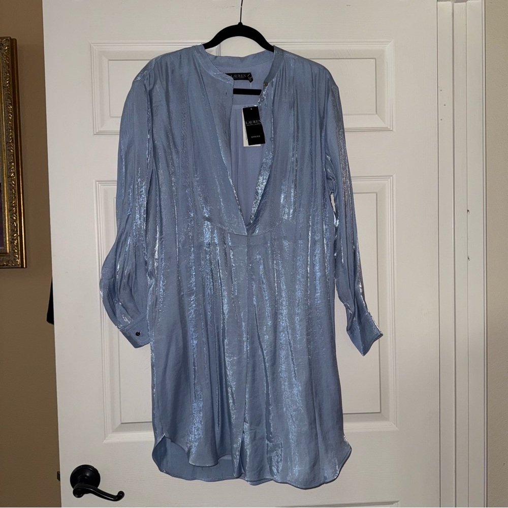 Lauren Ralph Lauren Shimmering Light Blue Tunic